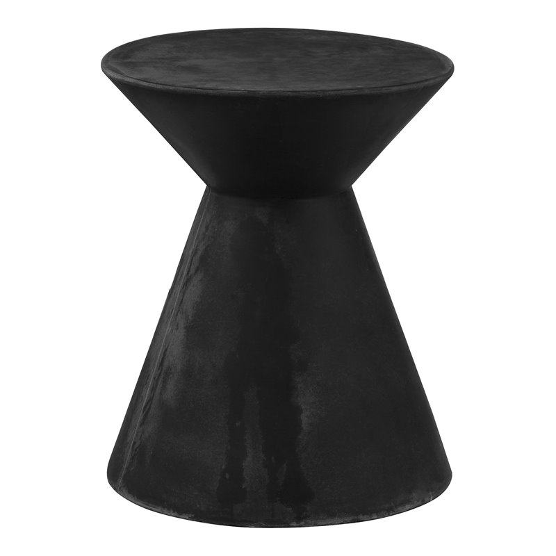 Pangea Home Zach Hourglass Fiberglass Patio Side Table in Black