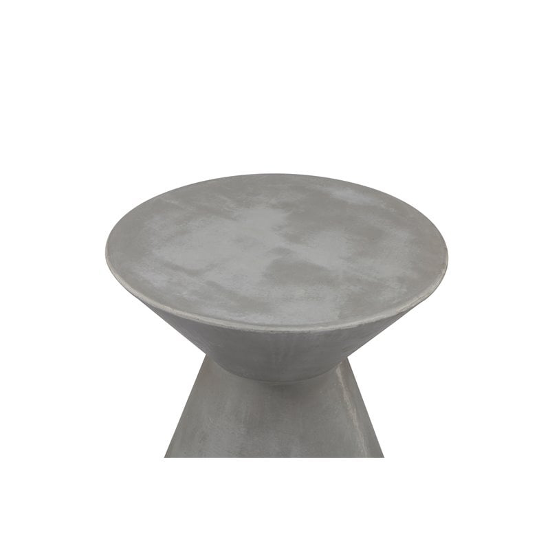 Pangea Home Zach Hourglass Fiberglass Patio Side Table in Gray
