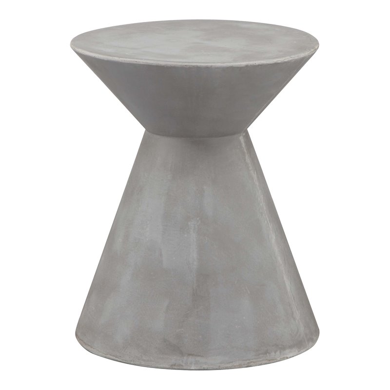 Pangea Home Zach Hourglass Fiberglass Patio Side Table in Gray