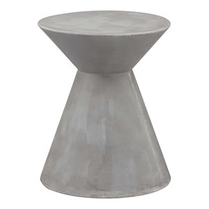 Pangea Home Zach Hourglass Fiberglass Patio Side Table in Gray