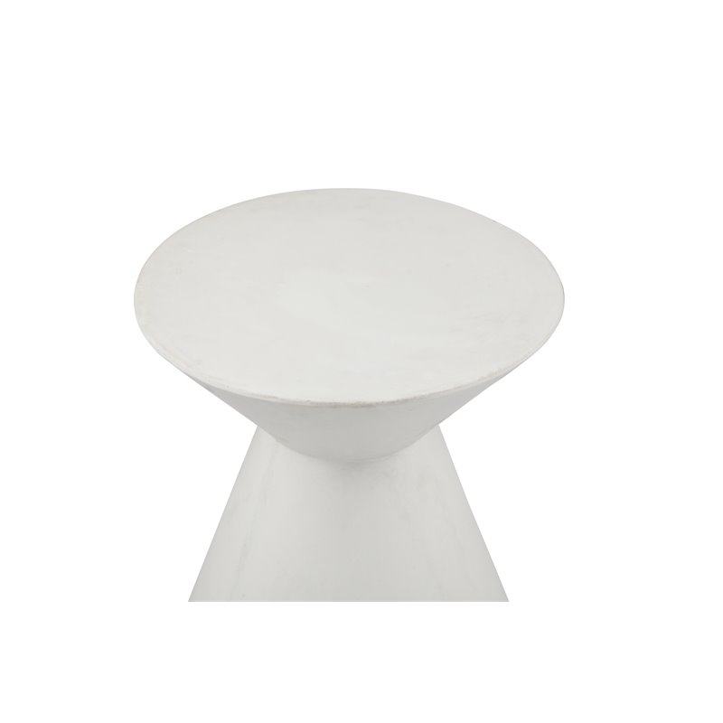 Pangea Home Zach Hourglass Fiberglass Patio Side Table in White