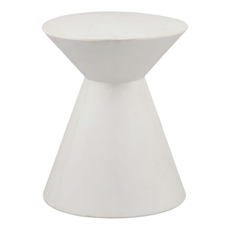 Pangea Home Zach Hourglass Fiberglass Patio Side Table in White