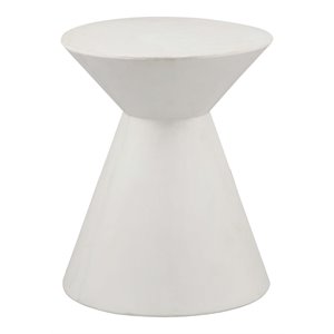 Pangea Home Zach Hourglass Fiberglass Patio Side Table in White