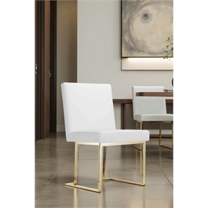 Pangea Home Dexter 18.5&quot Polyurethane/Metal Side Chair in White/Gold (Set of 2)