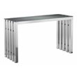 Pangea Home Vlad Modern Brushed Steel Metal Console Table in Silver