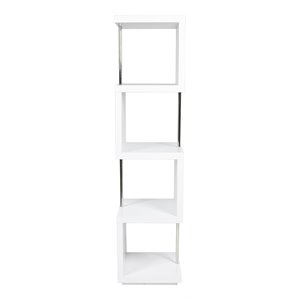 pangea home fred snake gloss lacquer & high polished steel metal shelf in white