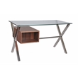 Pangea Home Beverly Small Modern Tempered Glass & Wood Veneer Desk in Walnut