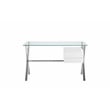 Pangea Home Beverly Small Modern Tempered Glass & Lacquer Wood Desk in White