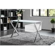 Pangea Home Beverly Small Modern Tempered Glass & Lacquer Wood Desk in White