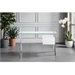 Pangea Home Beverly Small Modern Tempered Glass & Lacquer Wood Desk in White