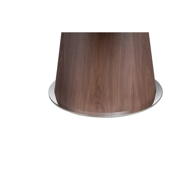Pangea Home Donald Modern Wood Veneer & Polished Steel Dining Table in Walnut