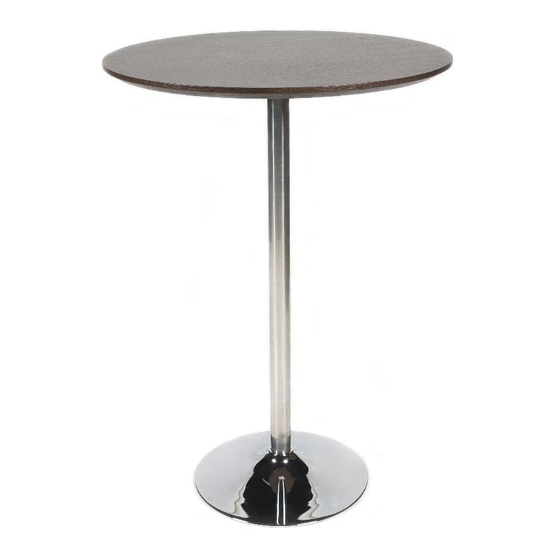 Pangea Home Nix Modern Wood Veneer & Polished Steel Dining Table in Espresso