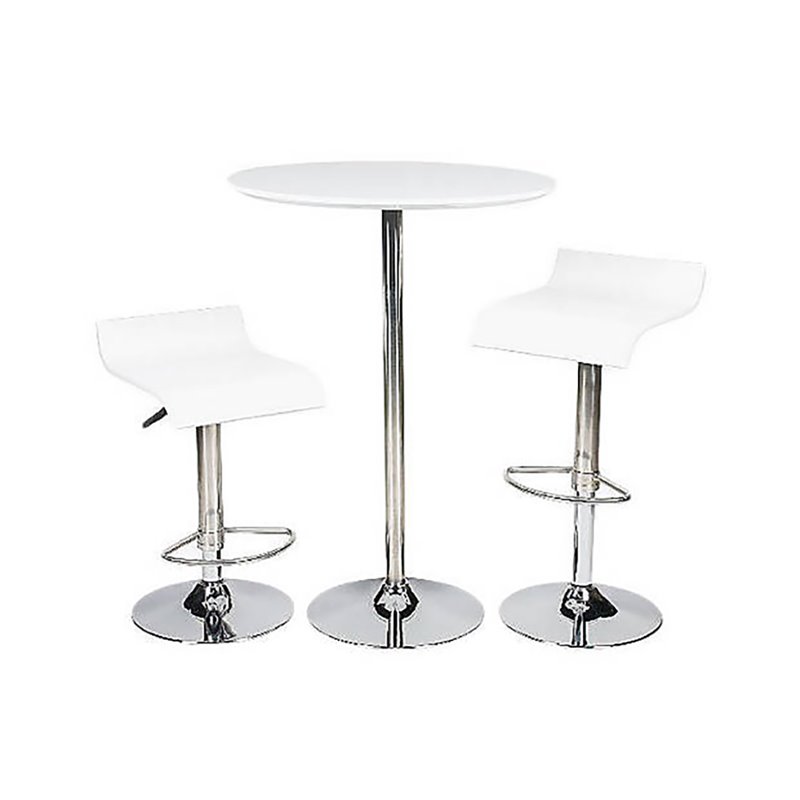 Pangea Home Nix Gloss Lacquer & High Polished Steel Metal Dining Table in White