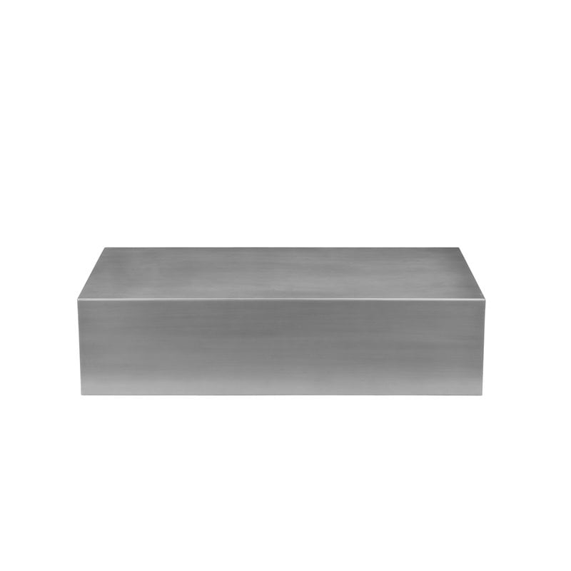 Pangea Home Spenser Cubix Brushed Metal Coffee Table in Silver