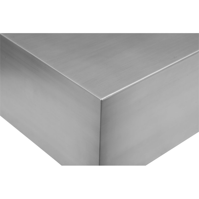 Pangea Home Spenser Cubix Brushed Metal Coffee Table in Silver