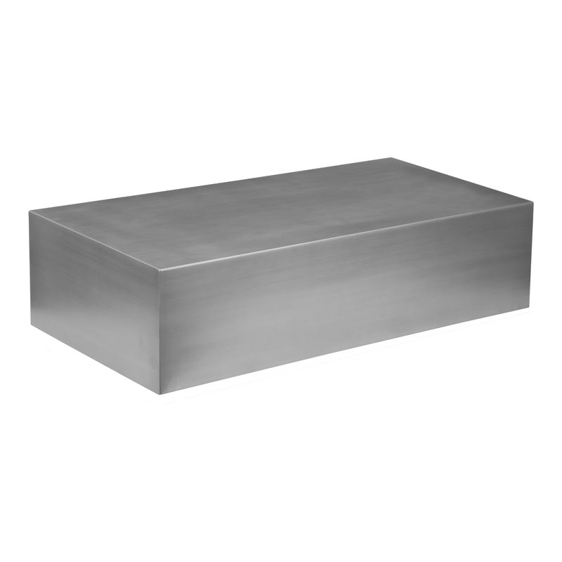 Pangea Home Spenser Cubix Brushed Metal Coffee Table in Silver