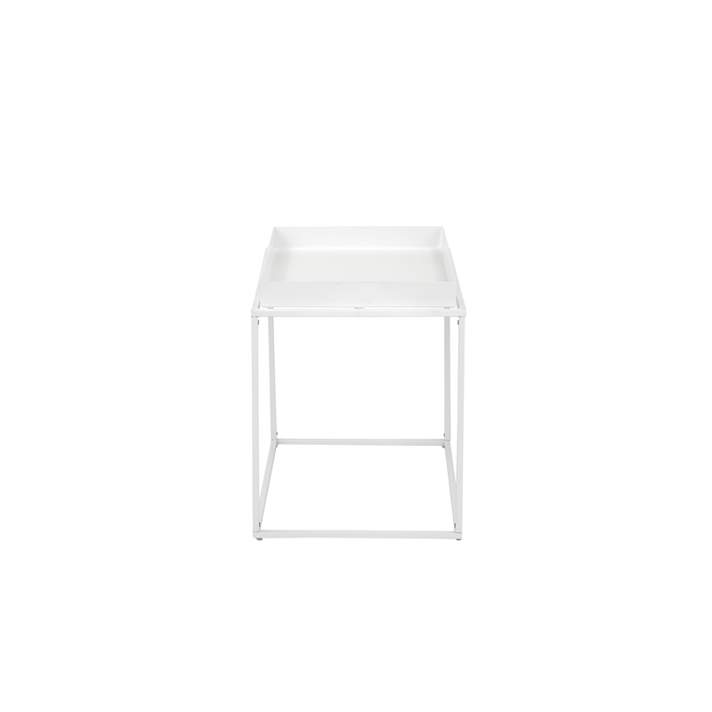 Pangea Home Bixby Framed Tray Modern Metal Side Table in White