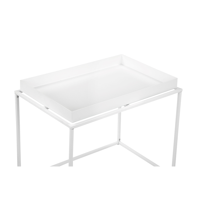 Pangea Home Bixby Framed Tray Modern Metal Side Table in White