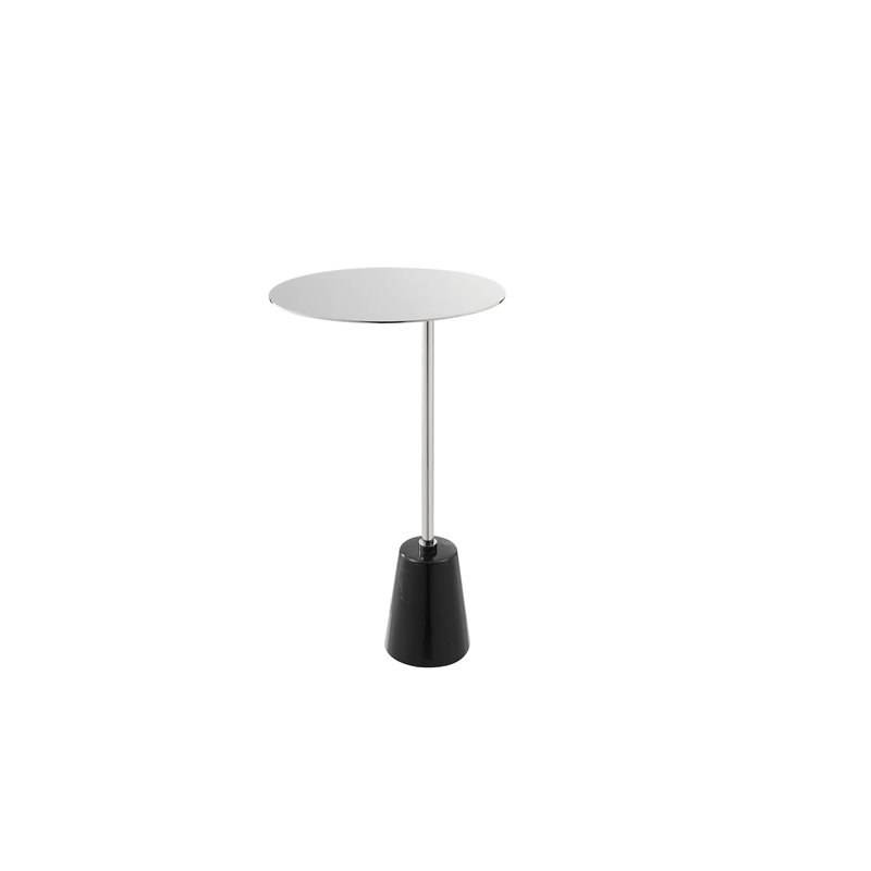 Pangea Home Churchill Modern Genuine Marble & Steel Side Table in Black
