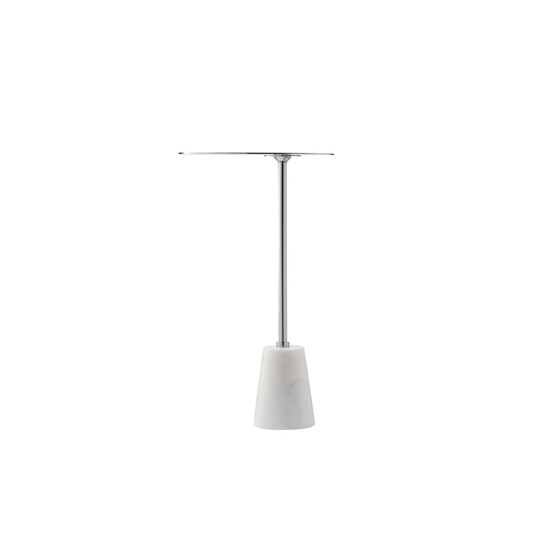 Pangea Home Churchill Modern Genuine Marble & Steel Side Table in White