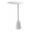 Pangea Home Churchill Modern Genuine Marble & Steel Side Table in White