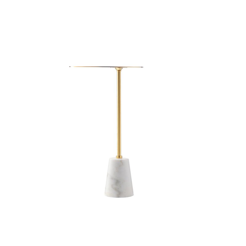 Pangea Home Churchill Modern Genuine Marble & Steel Side Table in White/Gold