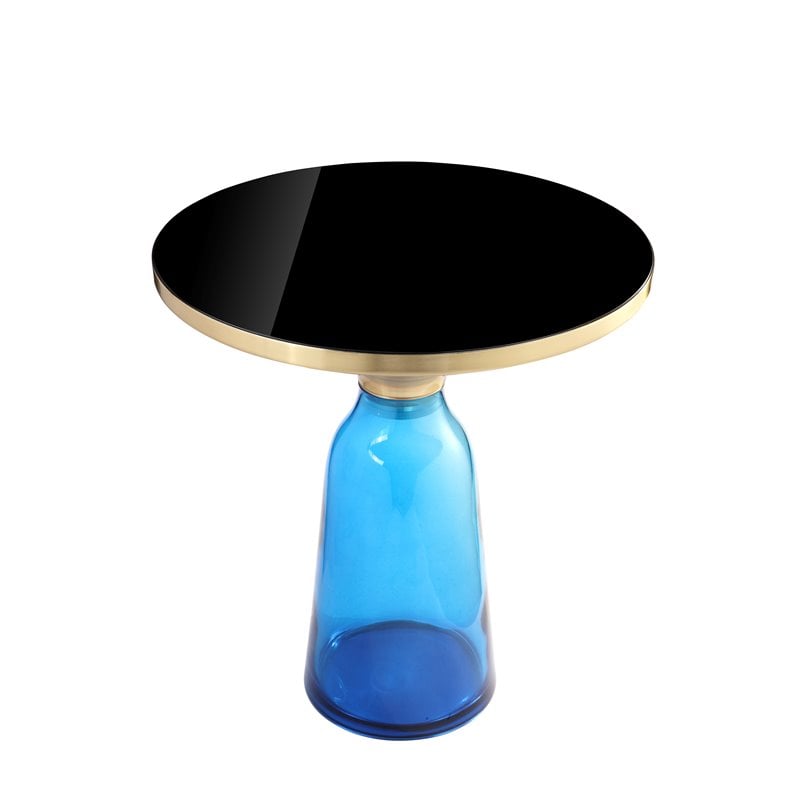 Pangea Home Belinda Modern Glass Side Table in Gold and Blue