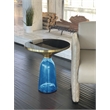 Pangea Home Belinda Modern Glass Side Table in Gold and Blue