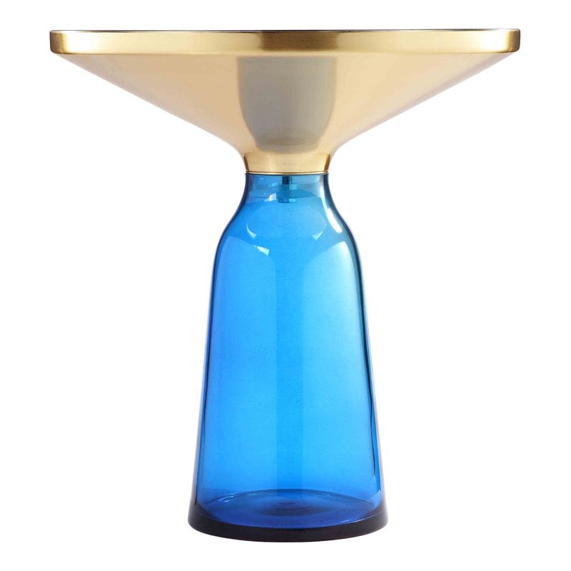 Pangea Home Belinda Modern Glass Side Table in Gold and Blue