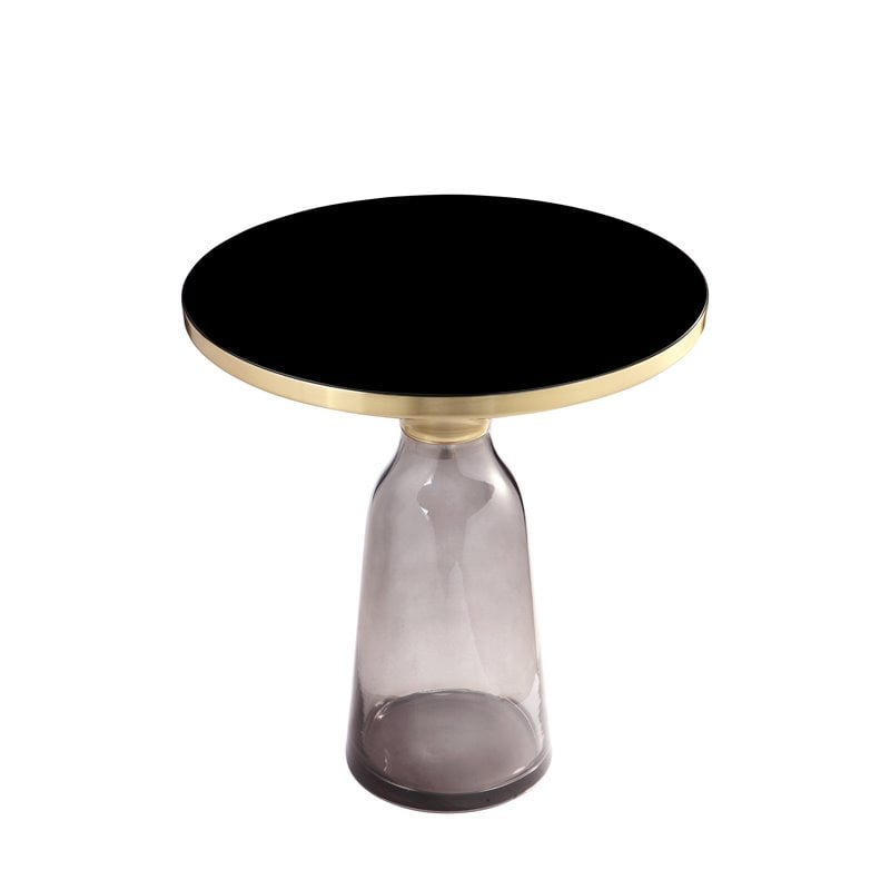 Pangea Home End Table Coffee Accent Table Round in Glass - Gray