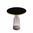 Pangea Home End Table Coffee Accent Table Round in Glass - Gray