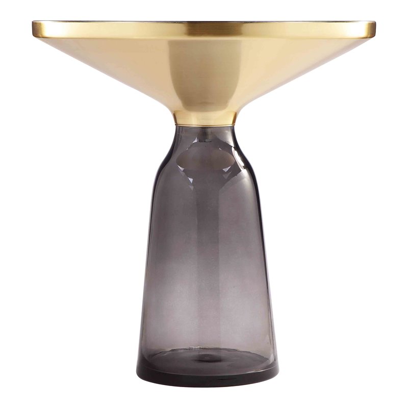 Pangea Home End Table Coffee Accent Table Round in Glass - Gray