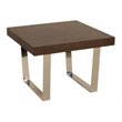 Pangea Home Sienna Modern Wood Veneer & Polished Steel Side Table in Espresso