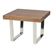 Pangea Home Sienna Modern Wood Veneer & High Polished Steel Side Table in Walnut