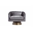 Pangea Home Audrina Swivel Velvet & Metal Lounge Chair in Brass & Gray