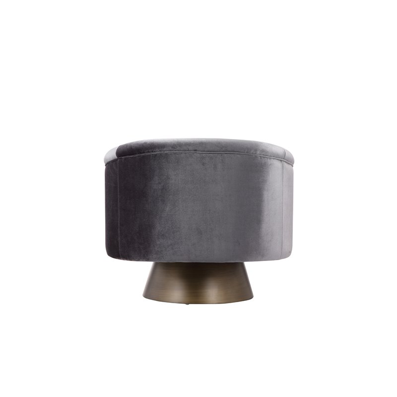 Pangea Home Audrina Swivel Velvet & Metal Lounge Chair in Brass & Gray