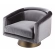 Pangea Home Audrina Swivel Velvet & Metal Lounge Chair in Brass & Gray