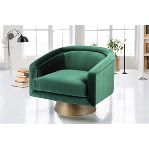 Pangea Home Audrina Swivel Velvet & Metal Lounge Chair in Brass/Green