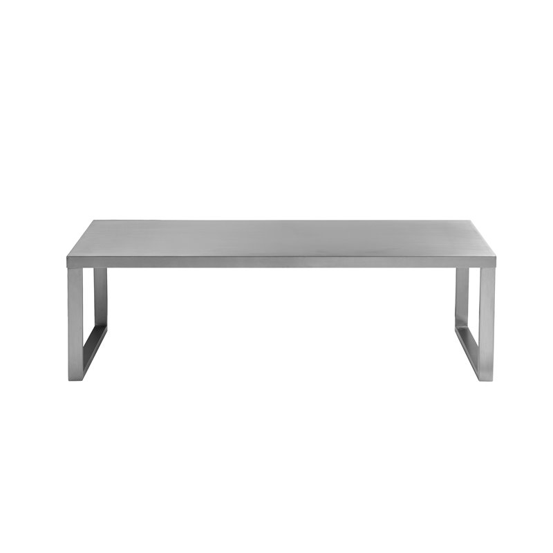 Pangea Home Clark Modern Brushed Steel Metal Coffee Table in Silver