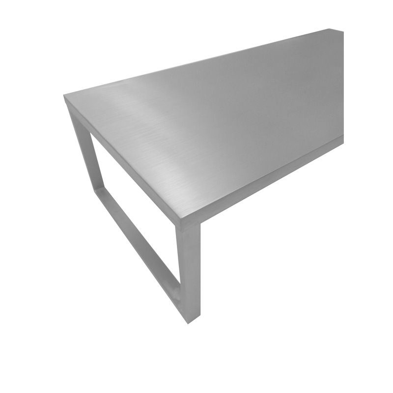 Pangea Home Clark Modern Brushed Steel Metal Coffee Table in Silver