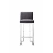 Pangea Home Velvet Bar Stool Chair in Gray - Square Seat & Footrest & Backrest