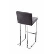 Pangea Home Velvet Bar Stool Chair in Gray - Square Seat & Footrest & Backrest