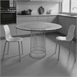 Pangea Home Florence Modern Metal & Tempered Glass Dining Table in Clear/Chrome