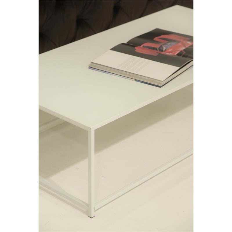 Pangea Home Miley Rectangular Modern Metal Coffee Table in White