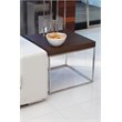 Pangea Home Fred Modern Wood Veneer & High Polished Steel Side Table in Espresso