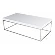 Pangea Home Fred Gloss Lacquer & High Polished Steel Metal Coffee Table in White