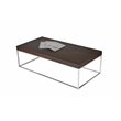 Pangea Home Fred Modern Wood Veneer & Polished Steel Coffee Table in Espresso