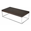 Pangea Home Fred Modern Wood Veneer & Polished Steel Coffee Table in Espresso