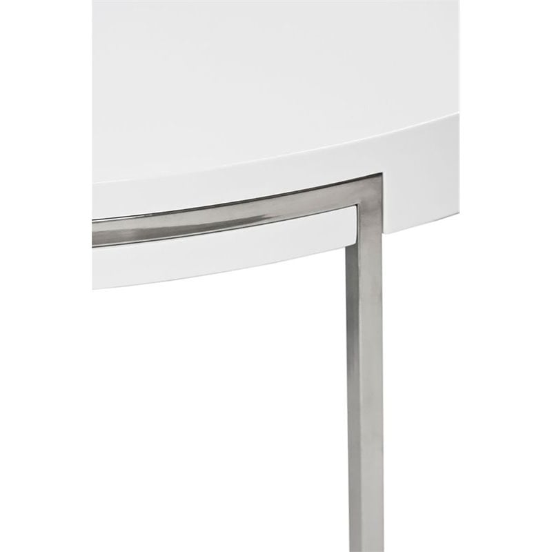 Pangea Home Riso Gloss Lacquer & High Polished Steel Metal Coffee Table in White