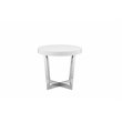 Pangea Home Oyster Gloss Lacquer & High Polished Steel Metal Side Table in White